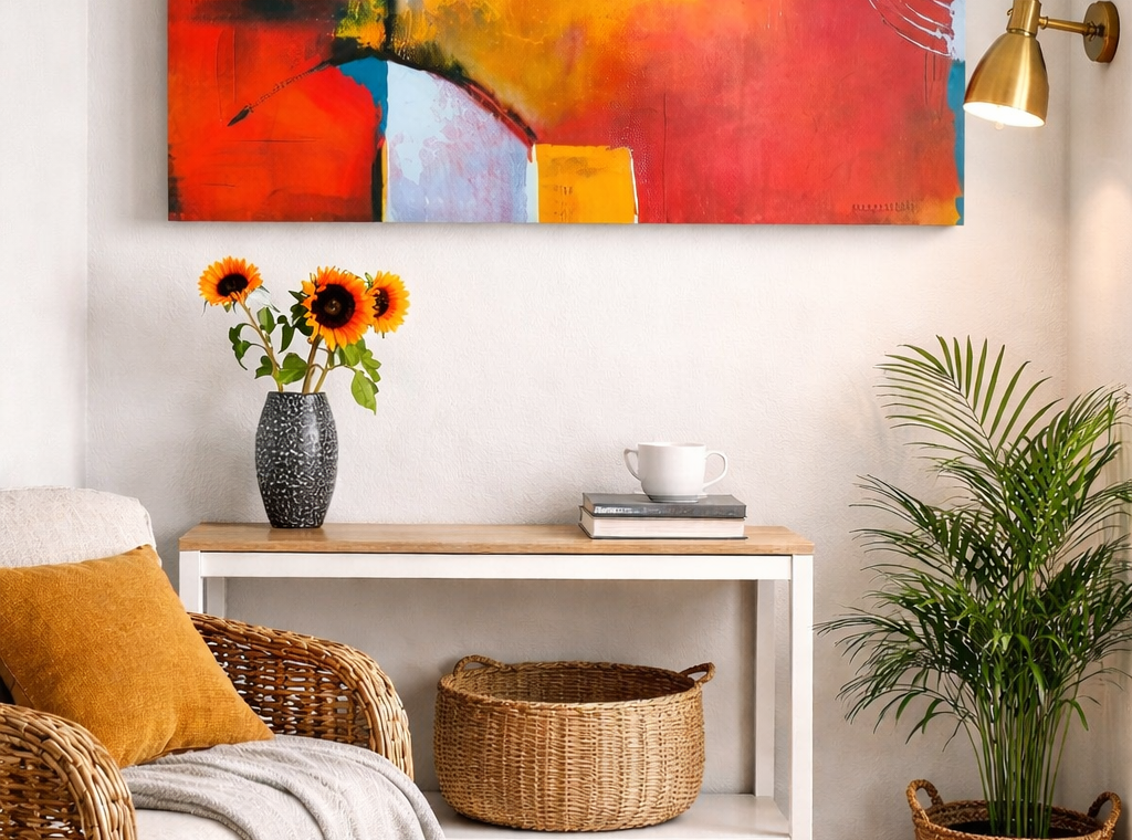 Grande toile dans un petit espace - Éclipse de feu - Brigitte Fournier